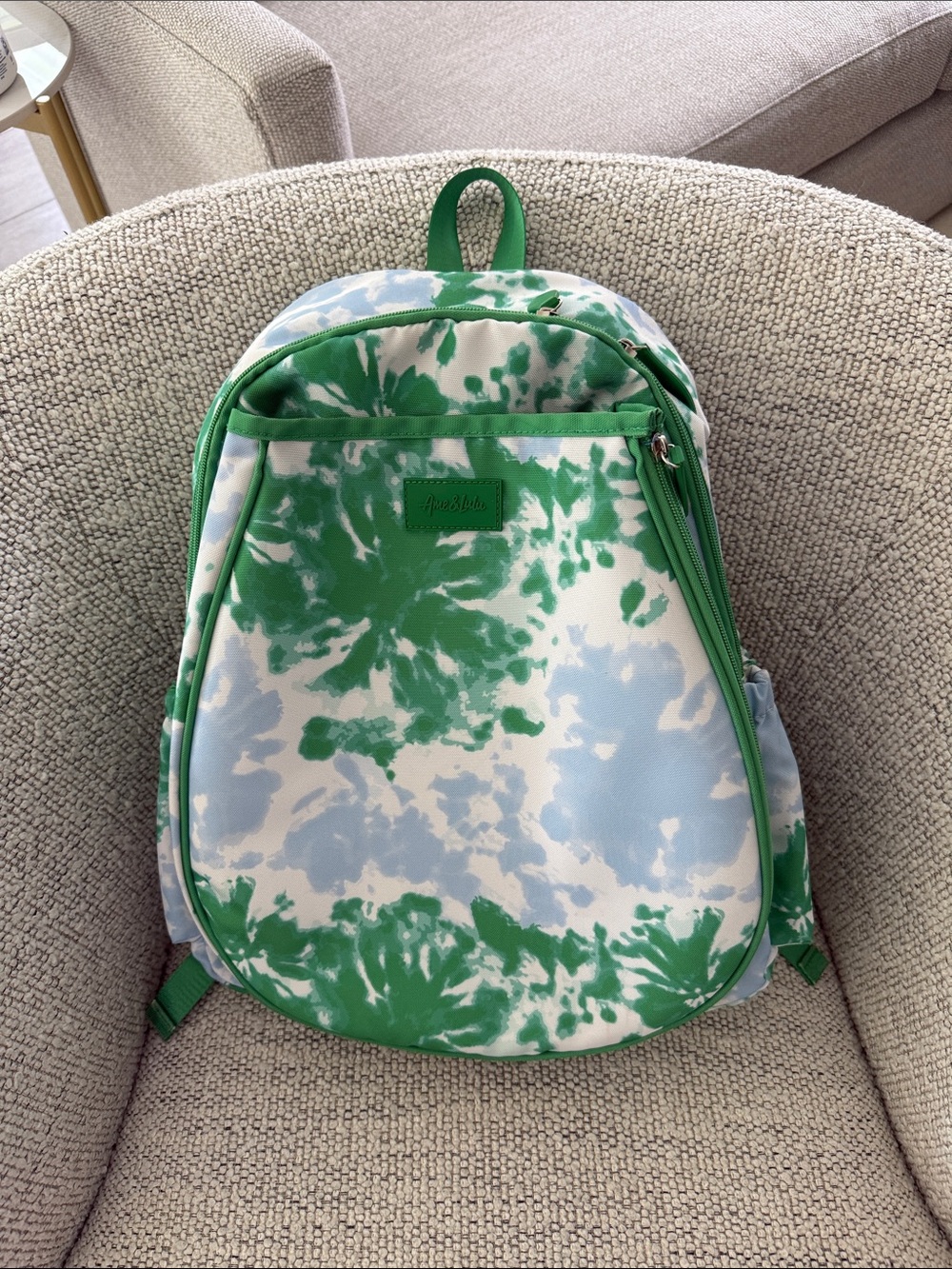 Ame & Lulu Green & Light Blue Tie-Dye Tennis Backpack